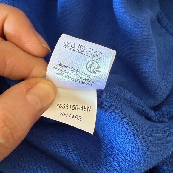 Men's S Lacoste Mock Neck Quarter Zip Sweater in Royal Blue - Picture 8 of 8